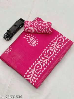 RJ CREATION Printed Daily Wear Pure Cotton Saree(Pink)