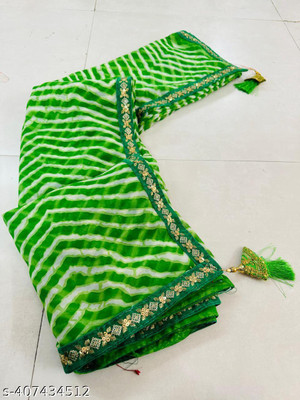 HouseOfCommon Printed Daily Wear Georgette Saree(Green)