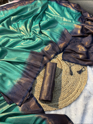 Divastri Woven Banarasi Pure Silk Saree(Dark Green)