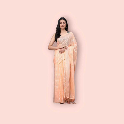 KALPNA CREATION Solid/Plain Bollywood Georgette Saree(Multicolor)