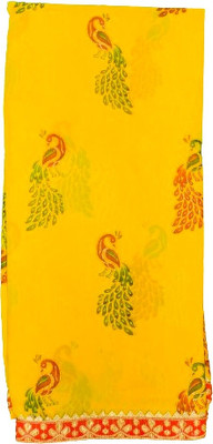 DAZLIO Embellished, Solid/Plain Bollywood Georgette Saree(Yellow)