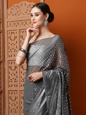 Divastri Printed Bollywood Georgette Saree(Grey)