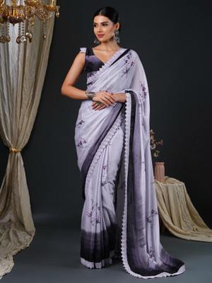 Sareemall Printed Daily Wear Georgette Saree(Purple)
