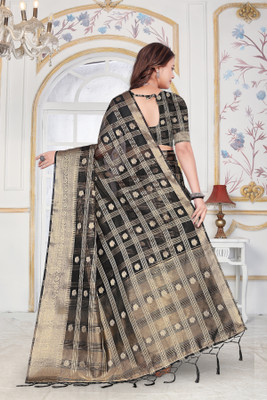 Aarunika SKT Printed Bollywood Organza Saree(Black)