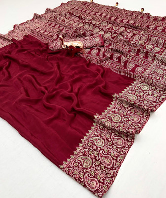 Chandan Fabrics Printed Kalamkari Jacquard Saree(Pack of 2, Maroon)
