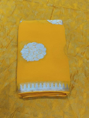 SainiVastra Woven Maheshwari Georgette Saree(Yellow)