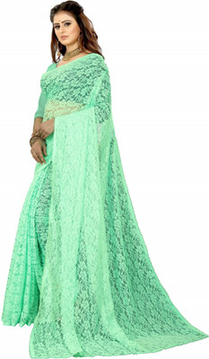 NEXA Self Design Bollywood Net Saree(Light Green)