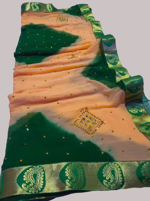 KAKADIYA CREATION Embellished Bandhani Chiffon Saree(Pink)