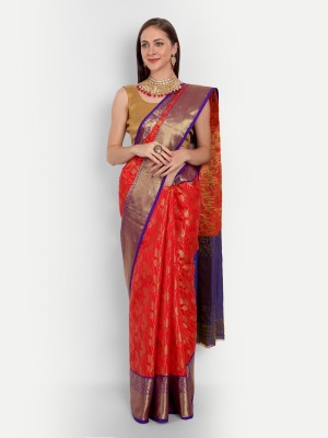 AMIRAT CLOTHING Woven Kanjivaram Jacquard Saree(Red)