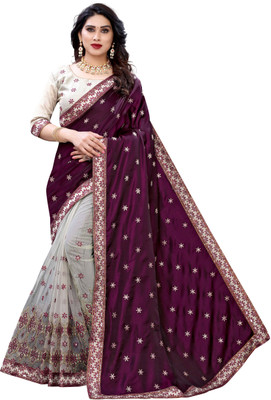 Go4Fashion Embellished Bollywood Silk Blend Saree(Multicolor)
