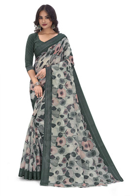 Snija Fashion Printed Bhagalpuri Chiffon Saree(Light Green)