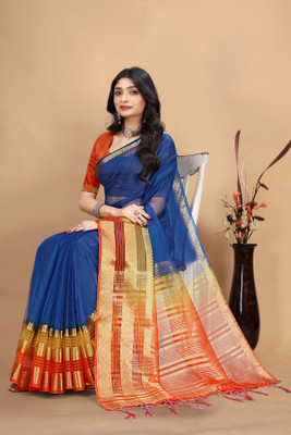 Aarunika MNT Printed Bollywood Organza Saree(Light Blue)