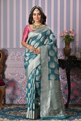 sagarika Woven Bollywood Linen Saree(Light Blue)