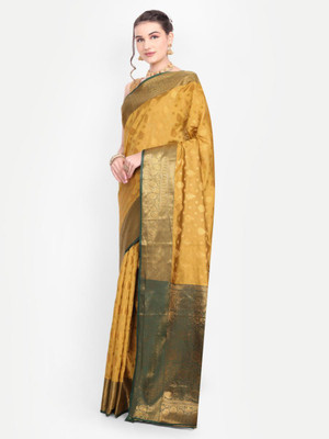 LAVYANSH CREATION Self Design, Woven Banarasi Art Silk, Jacquard Saree(Yellow)