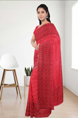 Classy Foriever Printed Daily Wear Georgette Saree(Red)