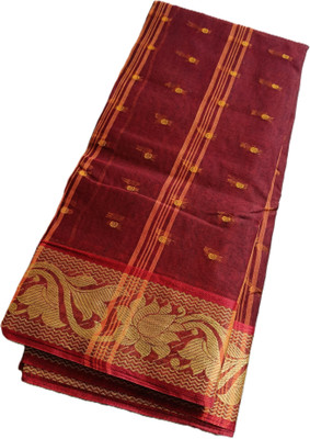 Maasaree Woven Tant Pure Cotton Saree(Maroon)