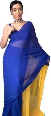 StyleDeal Solid/Plain Bollywood Georgette Saree(Blue)