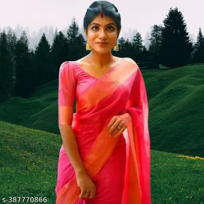 Amavii Solid/Plain Bollywood Chiffon Saree(Pink)