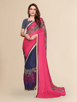 Anand Sarees Floral Print Daily Wear Georgette Saree(Yellow)