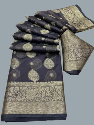 KRUBUX Applique Bollywood Lycra Blend Saree(Grey)