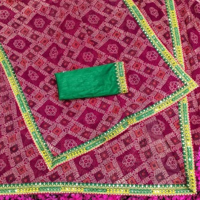 Rahul savajlibhai goyani Embroidered Bandhani Georgette Saree(Pack of 2, Magenta, Green)