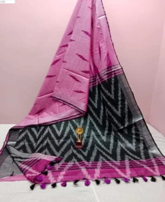 Nisha Creation Printed Bollywood Cotton Linen Saree(Multicolor)
