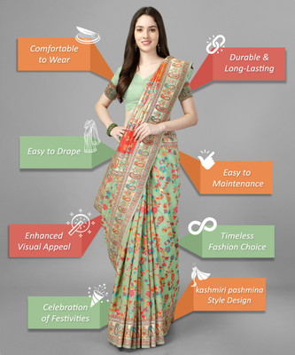 kalhari Woven Bollywood Pure Cotton Saree(Light Green)