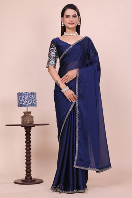 saanvi Embroidered Bollywood Art Silk Saree(Blue)