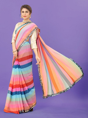 gurukrupa creation Digital Print Leheria Georgette Saree(Multicolor)