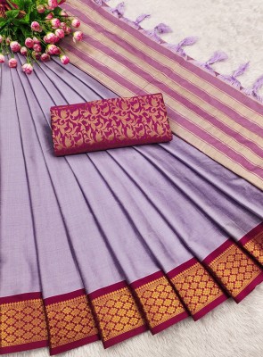 Orus Embellished Banarasi Pure Silk Saree(Purple)