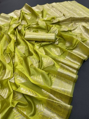 SGF11 Self Design Kanjivaram Organza, Pure Silk Saree(Light Green)