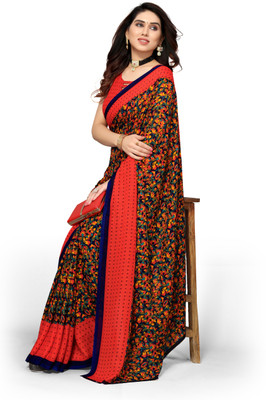 ANIRAV Printed, Digital Print Bollywood Georgette Saree(Red)