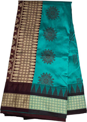 karishma silk Temple Border, Woven Sambalpuri Handloom Cotton Silk Saree(Multicolor)