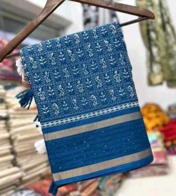 SFCS Printed Bollywood Chanderi Saree(Light Blue)