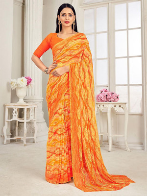 Anouk Rustic Printed Daily Wear Georgette Saree(Orange)