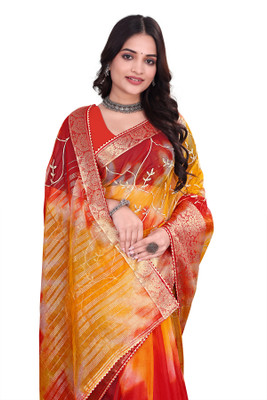 Aarunika SBT Embellished Bollywood Organza Saree(Red)