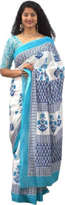 Clothonus Printed Ikkat Pure Cotton Saree(Multicolor)