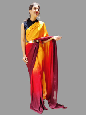 Sidhidata Digital Print Bollywood Chiffon Saree(Gold)