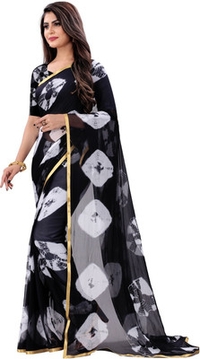 A To Z Cart Printed Daily Wear Chiffon Saree(White)