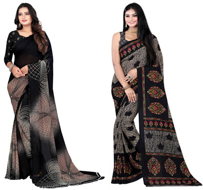 Leelavati Printed Daily Wear Georgette Saree(Pack of 2, Multicolor)