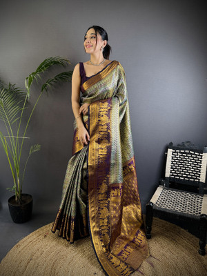 Elora Woven Dharmavaram Silk Blend Saree(Multicolor)