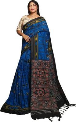 kalpana handloom Checkered Handloom Cotton Blend Saree(Multicolor)