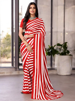The Textile Hub Self Design Bollywood Georgette Saree(Red)
