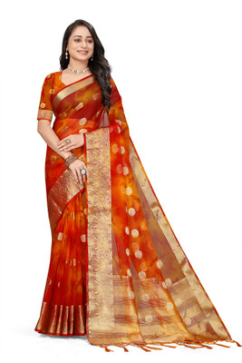 Aarunika SBT Woven Bollywood Organza Saree(Mustard)