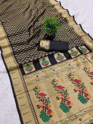 TARTAM Printed Banarasi Jacquard Saree(Multicolor)