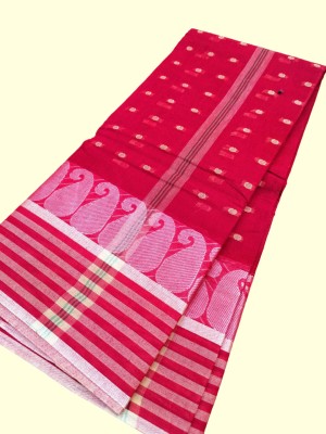 Maasaree Self Design Tant Pure Cotton Saree(Red)