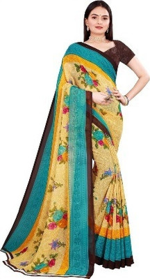 HouseOfCommon Striped Chanderi Lycra Blend Saree(Blue)