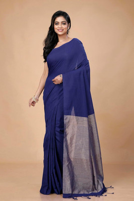 ADbutiq Digital Print Bollywood Pure Cotton Saree(Dark Blue)
