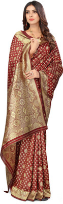 Endues Woven Banarasi Silk Blend Saree(Maroon)