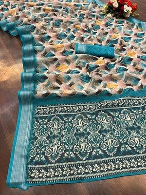 VANARAM Printed Bollywood Cotton Linen Saree(Pack of 2, Multicolor)
